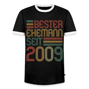 Best husband since 2009 15th wedding anniversary - Men's Ringer Shirt - black/white - Front - AI Model Female 172 light (172cm) & AI Model Male 178 light (178cm)