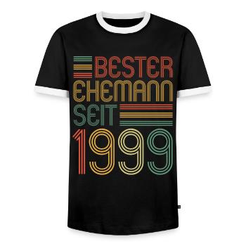 Best husband since 1999 25th wedding anniversary - Men's Ringer Shirt - black/white - Front - AI Model Female 172 light (172cm) & AI Model Male 178 light (178cm)