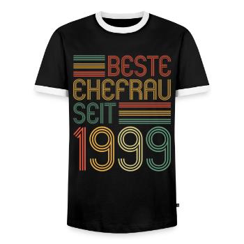Best wife since 1999 25th wedding anniversary - Men's Ringer Shirt - black/white - Front - AI Model Female 172 light (172cm) & AI Model Male 178 light (178cm)