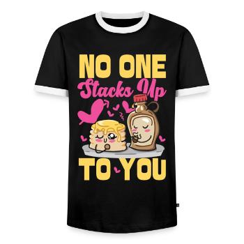Pancake Lover Kids Valentines Day - Männer Kontrast-T-Shirt - Schwarz/Weiß - Vorne - AI Model Female 172 light (172cm) & AI Model Male 178 light (178cm)