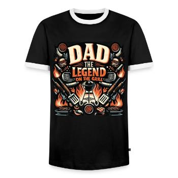 Father's Day Dad the Legend on the grill Dad Dad - Men's Ringer Shirt - black/white - Front - AI Model Female 172 light (172cm) & AI Model Male 178 light (178cm)