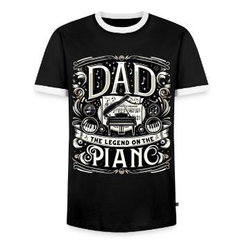 Father's Day Dad the Legend on the piano Dad Dad - Men's Ringer Shirt - black/white - Front - AI Model Female 172 light (172cm) & AI Model Male 178 light (178cm)