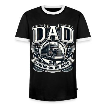 Father's Day Dad the Legend on the road Dad Dad - Men's Ringer Shirt - black/white - Front - AI Model Female 172 light (172cm) & AI Model Male 178 light (178cm)