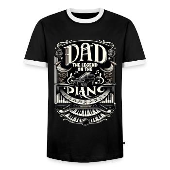 Father's Day Dad the Legend on the piano Dad Dad - Men's Ringer Shirt - black/white - Front - AI Model Female 172 light (172cm) & AI Model Male 178 light (178cm)