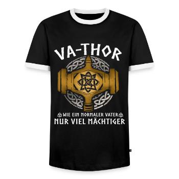 Vathor - Father's Day Father's Day Gift Viking - Men's Ringer Shirt - black/white - Front - AI Model Female 172 light (172cm) & AI Model Male 178 light (178cm)