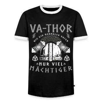 Vathor - Fête des pères Cadeau Fête des Pères Viking - T-shirt contrasté Homme - noir/blanc - Devant - AI Model Female 172 light (172cm) & AI Model Male 178 light (178cm)