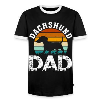 Retro Dachshund Dad Gifts for Men Fathers Day - Männer Kontrast-T-Shirt - Schwarz/Weiß - Vorne - AI Model Female 172 light (172cm) & AI Model Male 178 light (178cm)