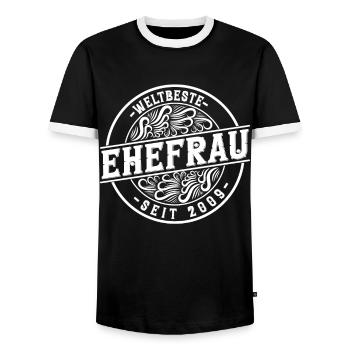 Best wife since 2009 15th wedding anniversary - Men's Ringer Shirt - black/white - Front - AI Model Female 172 light (172cm) & AI Model Male 178 light (178cm)