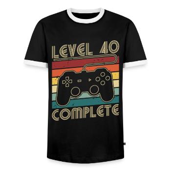 Level 40 Complete 40 Years Birthday Gift - Men's Ringer Shirt - black/white - Front - AI Model Female 172 light (172cm) & AI Model Male 178 light (178cm)