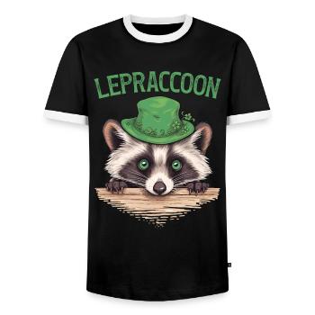 Lepraccoon Kobold Waschbär Saint Patrick Irisch - Männer Kontrast-T-Shirt - Schwarz/Weiß - Vorne - AI Model Female 172 light (172cm) & AI Model Male 178 light (178cm)