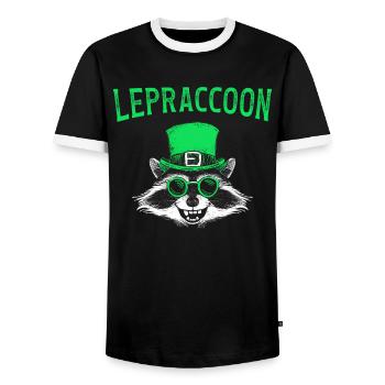 Lepraccoon Funny Irisch Saint Patrick Kobold - Männer Kontrast-T-Shirt - Schwarz/Weiß - Vorne - AI Model Female 172 light (172cm) & AI Model Male 178 light (178cm)