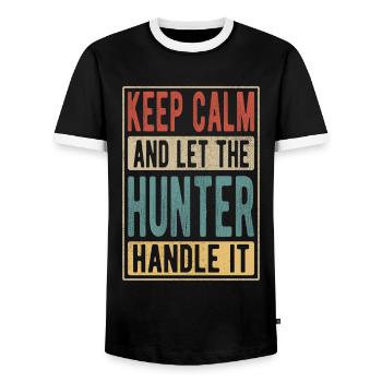 Hunter Retro Gift - Men's Ringer Shirt - black/white - Front - AI Model Female 172 light (172cm) & AI Model Male 178 light (178cm)