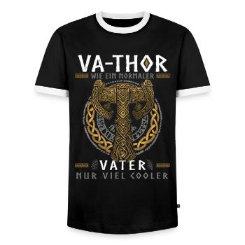 Vathor - Father's Day Father's Day Gift Viking - Men's Ringer Shirt - black/white - Front - AI Model Female 172 light (172cm) & AI Model Male 178 light (178cm)