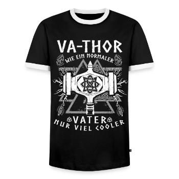 Vathor - Father's Day Father's Day Gift Viking - Men's Ringer Shirt - black/white - Front - AI Model Female 172 light (172cm) & AI Model Male 178 light (178cm)