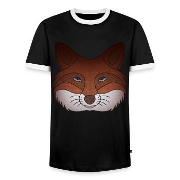 Renard, Animaux Des Bois, Conception, Faune, Nature, Animal - T-shirt contrasté Homme - noir/blanc - Devant - AI Model Female 172 light (172cm) & AI Model Male 178 light (178cm)