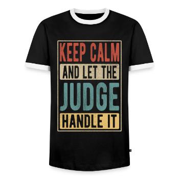 Cadeau rétro de juge - T-shirt contrasté Homme - noir/blanc - Devant - AI Model Female 172 light (172cm) & AI Model Male 178 light (178cm)