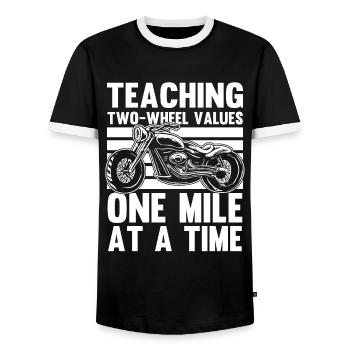 Motorrad Biker Motorbike Motorcycle Dad - Männer Kontrast-T-Shirt - Schwarz/Weiß - Vorne - AI Model Female 172 light (172cm) & AI Model Male 178 light (178cm)