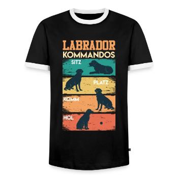 Labrador KOMMANDOS Labrador Liebhaber Lustiges - Männer Kontrast-T-Shirt - Schwarz/Weiß - Vorne - AI Model Female 172 light (172cm) & AI Model Male 178 light (178cm)