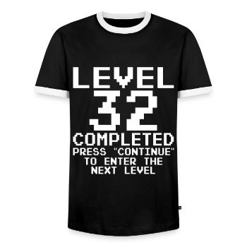 Level 32 Complete - Männer Kontrast-T-Shirt - Schwarz/Weiß - Vorne - AI Model Female 172 light (172cm) & AI Model Male 178 light (178cm)