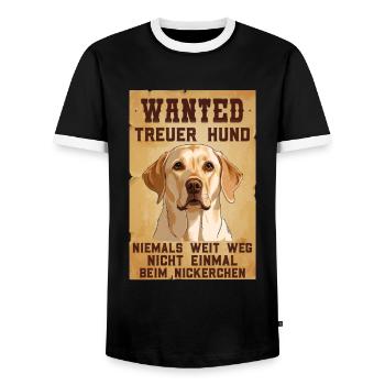 Labrador Besitzer WANTED Labrador Lustiges - Männer Kontrast-T-Shirt - Schwarz/Weiß - Vorne - AI Model Female 172 light (172cm) & AI Model Male 178 light (178cm)
