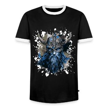 Tête de Viking Valhalla Guerrier Coloré - T-shirt contrasté Homme - noir/blanc - Devant - AI Model Female 172 light (172cm) & AI Model Male 178 light (178cm)