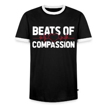 Krankenschwester EKG Herz - Männer Kontrast-T-Shirt - Schwarz/Weiß - Vorne - AI Model Female 172 light (172cm) & AI Model Male 178 light (178cm)