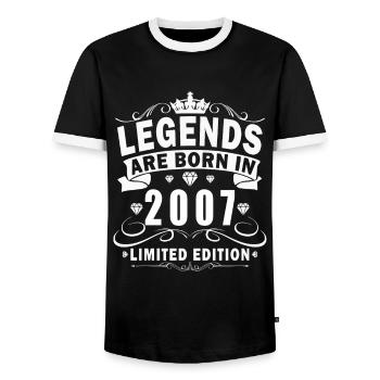 Limited Edition 2007 Birthday Vintage 2007 - Men's Ringer Shirt - black/white - Front - AI Model Female 172 light (172cm) & AI Model Male 178 light (178cm)