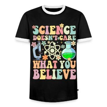 Professeur de sciences groovy - T-shirt contrasté Homme - noir/blanc - Devant - AI Model Female 172 light (172cm) & AI Model Male 178 light (178cm)