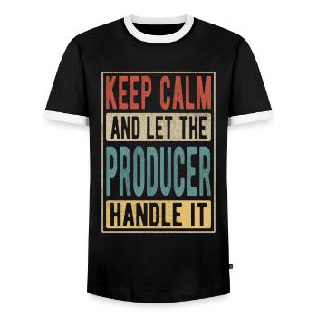 Producer Retro Gift - Men's Ringer Shirt - black/white - Front - AI Model Female 172 light (172cm) & AI Model Male 178 light (178cm)