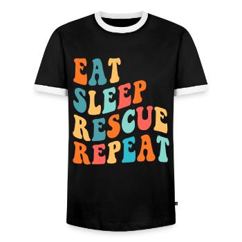 Eat Sleep Rescue Repeat Dog Rescue Sauvetage d’animaux - T-shirt contrasté Homme - noir/blanc - Devant - AI Model Female 172 light (172cm) & AI Model Male 178 light (178cm)