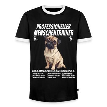 Professioneller Menschentrainer Mops Hund - Männer Kontrast-T-Shirt - Schwarz/Weiß - Vorne - AI Model Female 172 light (172cm) & AI Model Male 178 light (178cm)