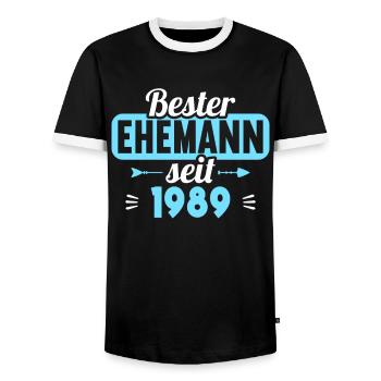 Meilleur mari depuis 1989 35e anniversaire de mariage - T-shirt contrasté Homme - noir/blanc - Devant - AI Model Female 172 light (172cm) & AI Model Male 178 light (178cm)