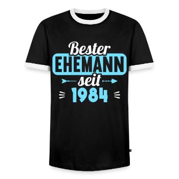 Best husband since 1984 40th wedding anniversary - Men's Ringer Shirt - black/white - Front - AI Model Female 172 light (172cm) & AI Model Male 178 light (178cm)