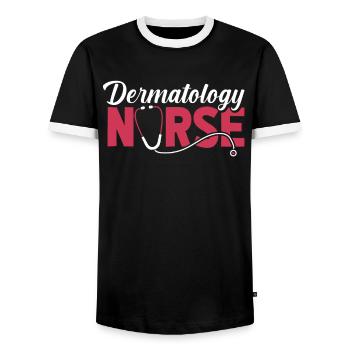 Krankenschwester Dermatology Nurse - Men's Ringer Shirt - black/white - Front - AI Model Female 172 light (172cm) & AI Model Male 178 light (178cm)
