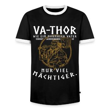 Vathor - Fête des pères Cadeau Fête des Pères Viking - T-shirt contrasté Homme - noir/blanc - Devant - AI Model Female 172 light (172cm) & AI Model Male 178 light (178cm)