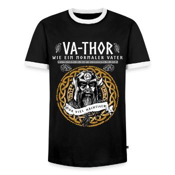 Vathor - Father's Day Father's Day Gift Viking - Men's Ringer Shirt - black/white - Front - AI Model Female 172 light (172cm) & AI Model Male 178 light (178cm)