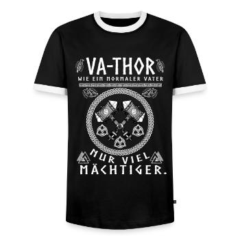Vathor - Father's Day Father's Day Gift Viking - Men's Ringer Shirt - black/white - Front - AI Model Female 172 light (172cm) & AI Model Male 178 light (178cm)