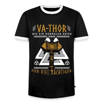 Vathor - Father's Day Father's Day Gift Viking - Men's Ringer Shirt - black/white - Front - AI Model Female 172 light (172cm) & AI Model Male 178 light (178cm)