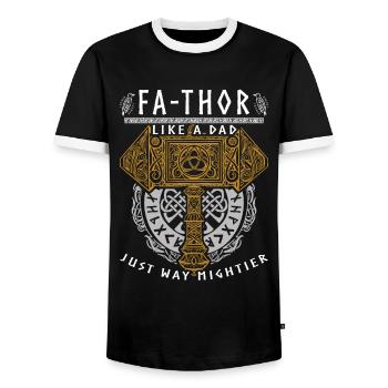 Vathor - Fête des pères Cadeau Fête des Pères Viking - T-shirt contrasté Homme - noir/blanc - Devant - AI Model Female 172 light (172cm) & AI Model Male 178 light (178cm)