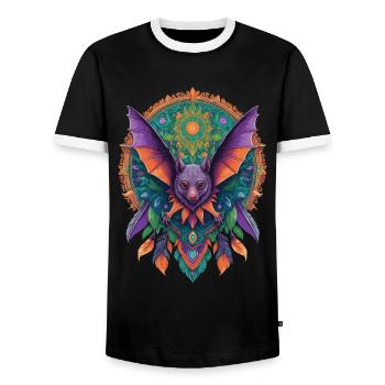 Flughund Mandala Traumfänger Design - Männer Kontrast-T-Shirt - Schwarz/Weiß - Vorne - AI Model Female 172 light (172cm) & AI Model Male 178 light (178cm)