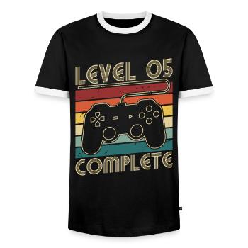Cadeau d'anniversaire complet de 5 ans de niveau 5 - T-shirt contrasté Homme - noir/blanc - Devant - AI Model Female 172 light (172cm) & AI Model Male 178 light (178cm)