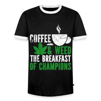 Weed, Café, Cannabis, Stoner, Caféine, Ganja - T-shirt contrasté Homme - noir/blanc - Devant - AI Model Female 172 light (172cm) & AI Model Male 178 light (178cm)