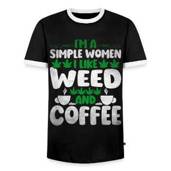 Weed, Café, Cannabis, Stoner, Caféine, Ganja - T-shirt contrasté Homme - noir/blanc - Devant - AI Model Female 172 light (172cm) & AI Model Male 178 light (178cm)