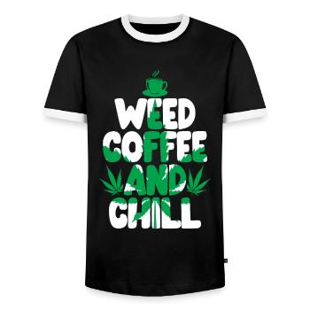 Weed, Café, Cannabis, Stoner, Caféine, Ganja - T-shirt contrasté Homme - noir/blanc - Devant - AI Model Female 172 light (172cm) & AI Model Male 178 light (178cm)