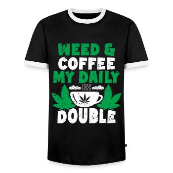 Weed, Café, Cannabis, Stoner, Caféine, Ganja - T-shirt contrasté Homme - noir/blanc - Devant - AI Model Female 172 light (172cm) & AI Model Male 178 light (178cm)