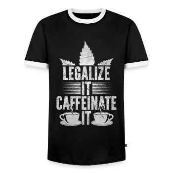 Weed, Café, Cannabis, Stoner, Caféine, Ganja - T-shirt contrasté Homme - noir/blanc - Devant - AI Model Female 172 light (172cm) & AI Model Male 178 light (178cm)