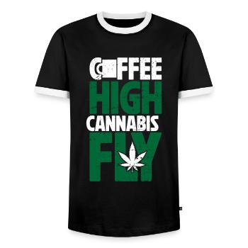 Weed, Café, Cannabis, Stoner, Caféine, Ganja - T-shirt contrasté Homme - noir/blanc - Devant - AI Model Female 172 light (172cm) & AI Model Male 178 light (178cm)