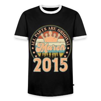 Mars 2015. Cadeau d’anniversaire mars 2015. March. - T-shirt contrasté Homme - noir/blanc - Devant - AI Model Female 172 light (172cm) & AI Model Male 178 light (178cm)