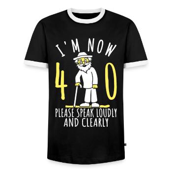 40th birthday 40th 40th I'm 40th now - Men's Ringer Shirt - black/white - Front - AI Model Female 172 light (172cm) & AI Model Male 178 light (178cm)