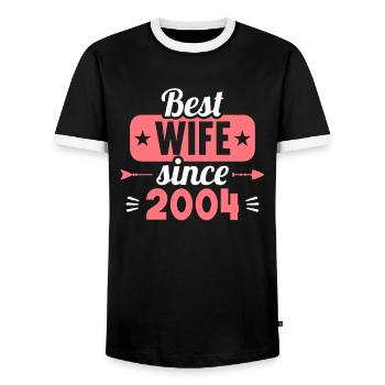 Best wife since 2004 20th wedding anniversary - Men's Ringer Shirt - black/white - Front - AI Model Female 172 light (172cm) & AI Model Male 178 light (178cm)